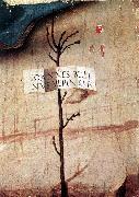 BELLINI, Giovanni Small Tree with Inscription (fragment) oil